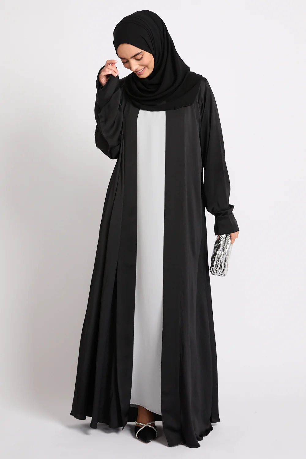 Premium Signature Open Abaya – Black