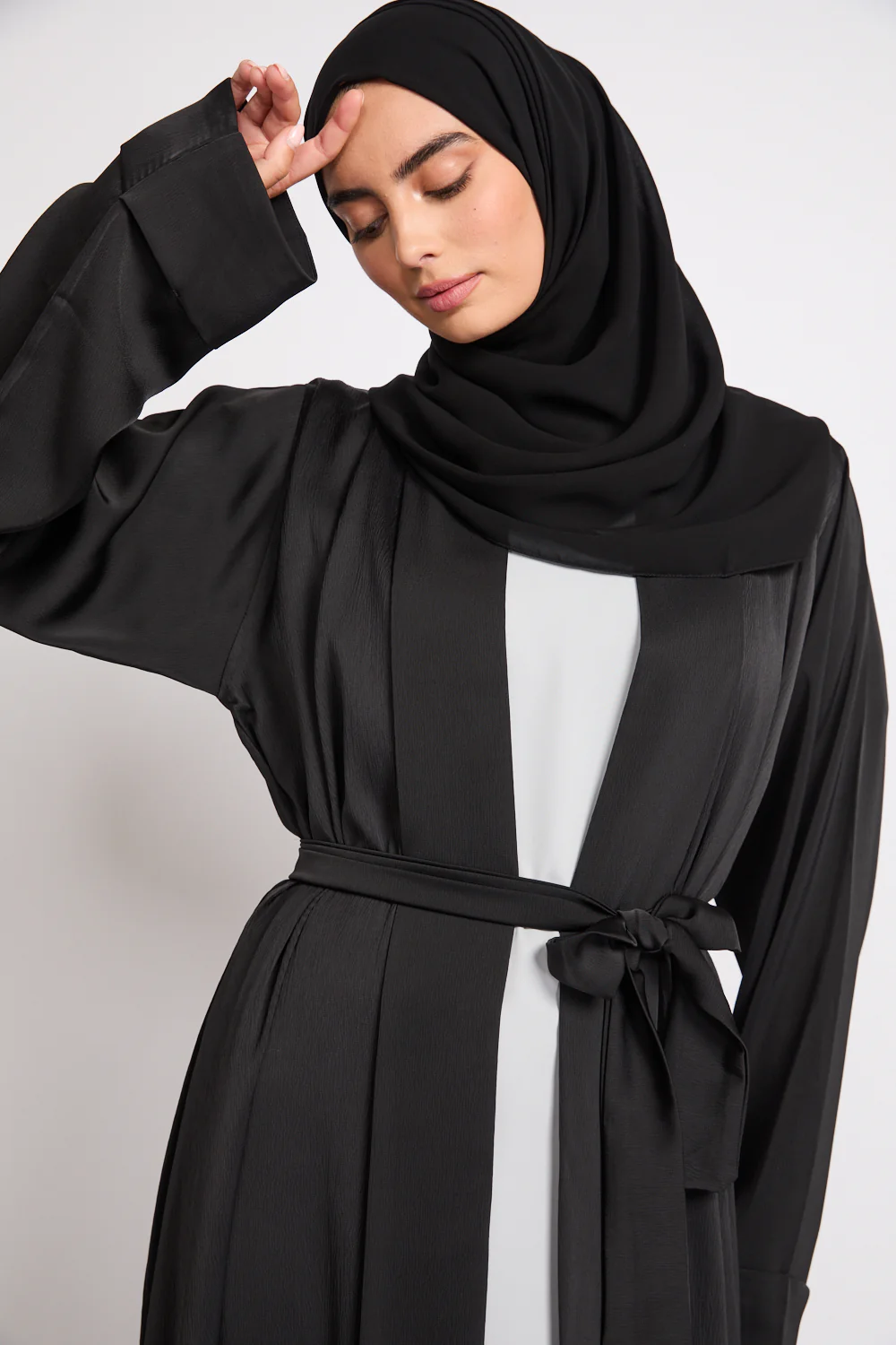 Premium Signature Open Abaya – Black - Image 2