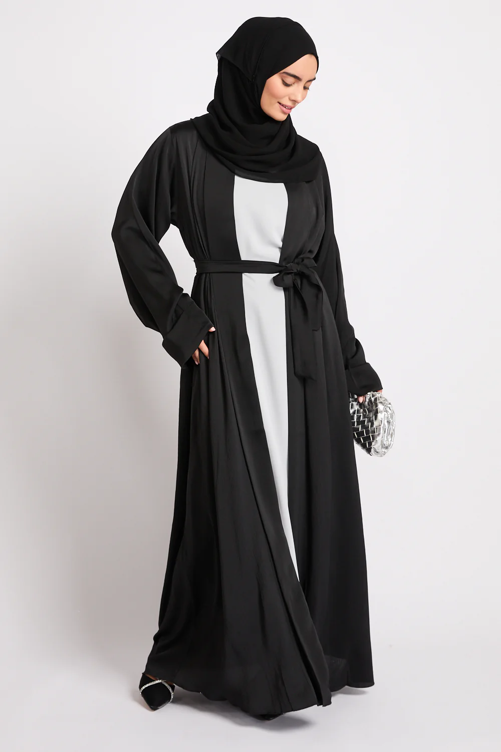 Premium Signature Open Abaya – Black - Image 3