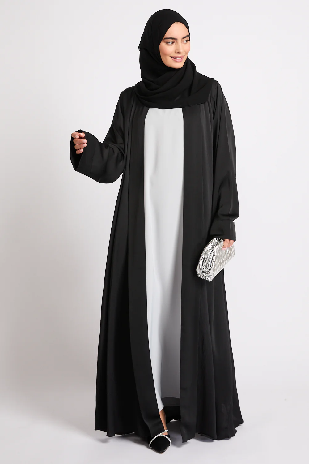 Premium Signature Open Abaya – Black - Image 6