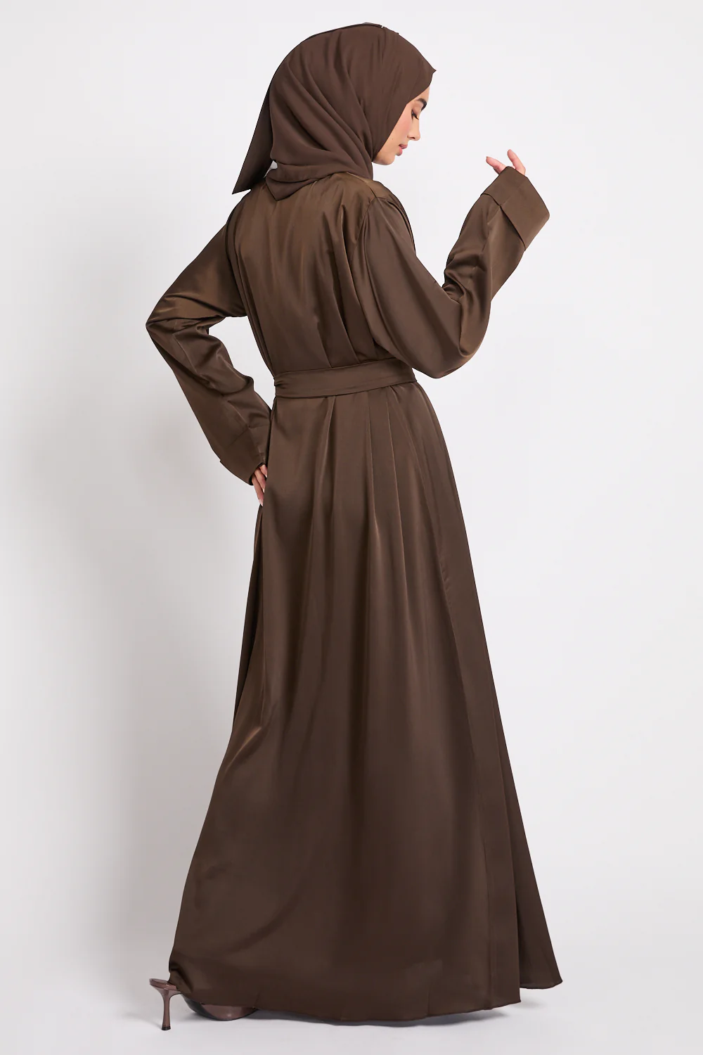 Premium Signature Open Abaya – Chocolate Mocha - Image 10