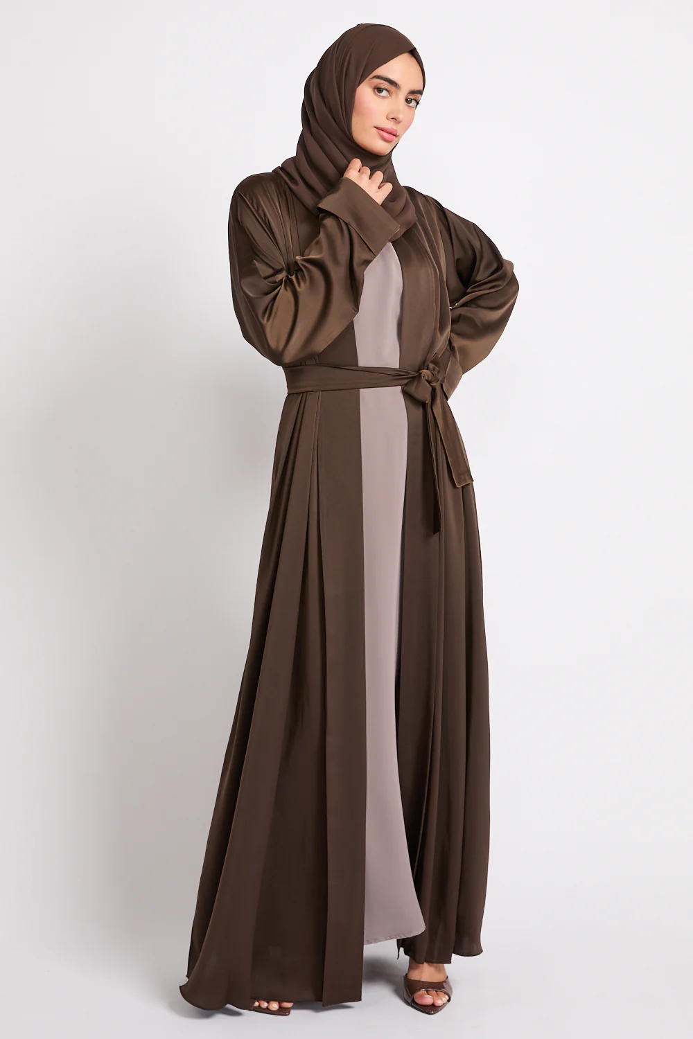 Premium Signature Open Abaya – Chocolate Mocha - Image 9