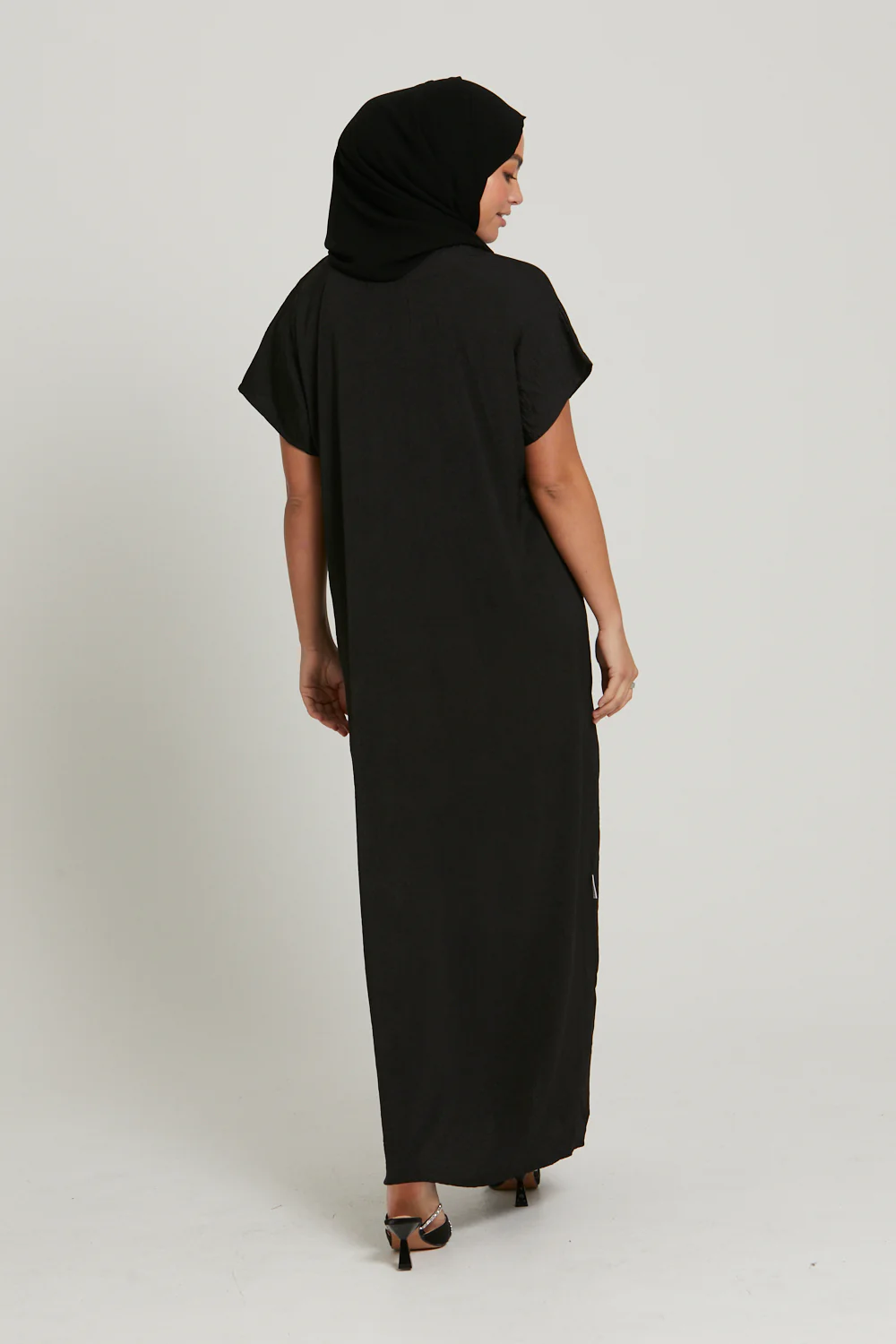 Premium Soft Sheen Crush Inner Slip Dress - Black - Image 5