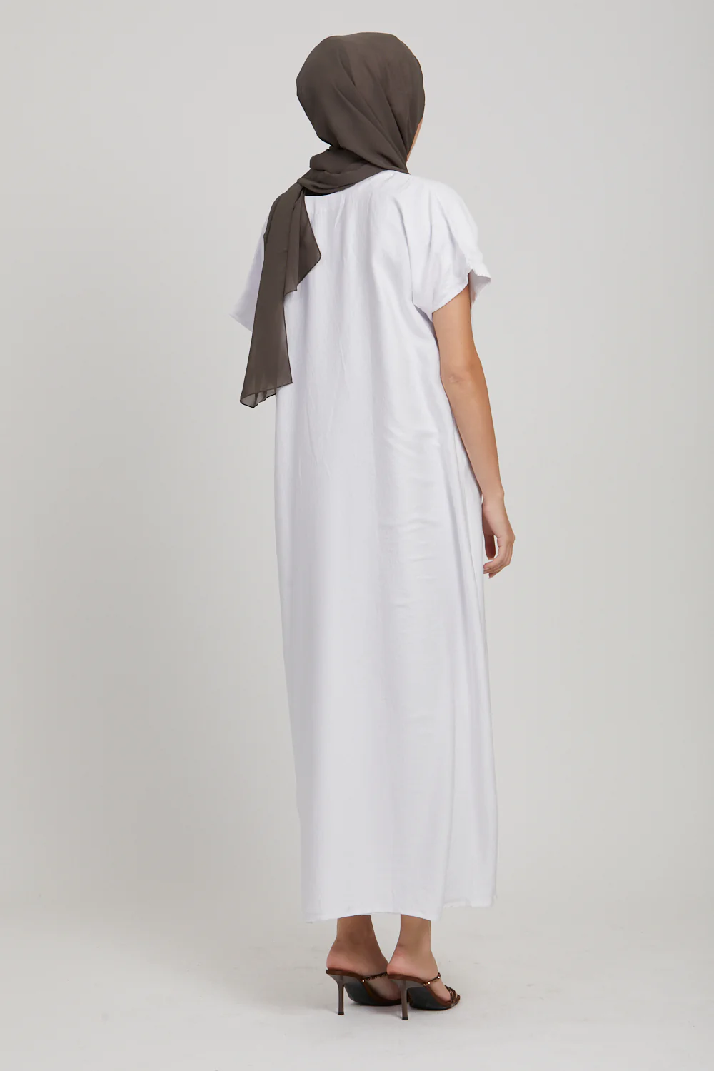 Premium Soft Sheen Crush Inner Slip Dress - White - WITH LINING - Image 4