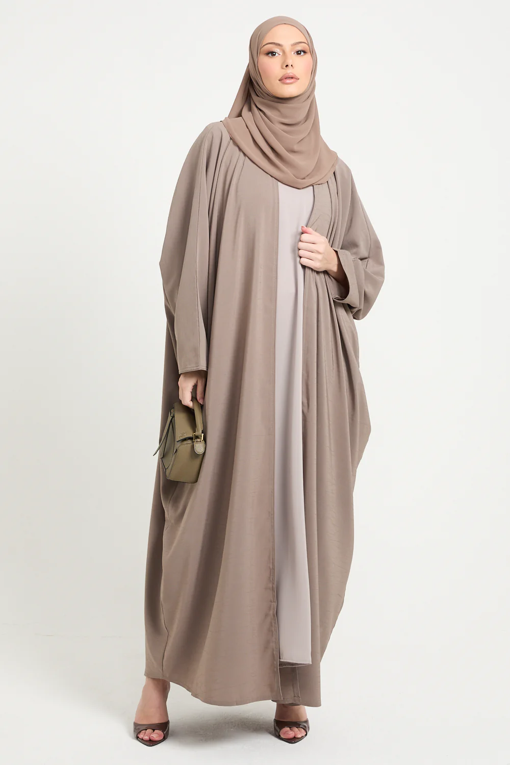 Premium Soft Textured Open Bisht - Mink Sand