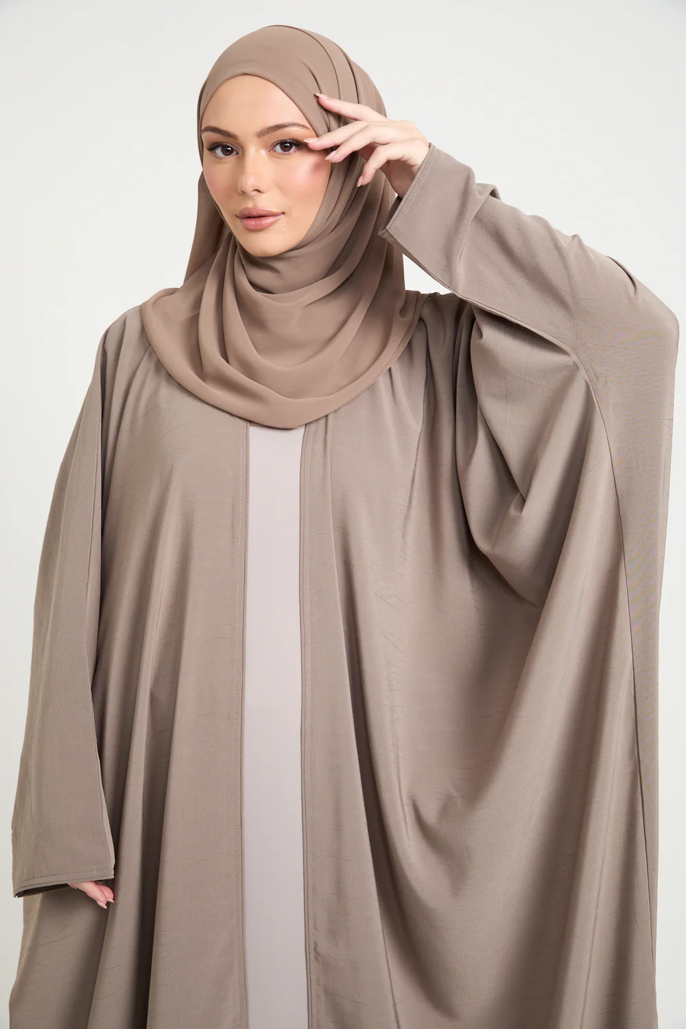 Premium Soft Textured Open Bisht - Mink Sand - Image 2