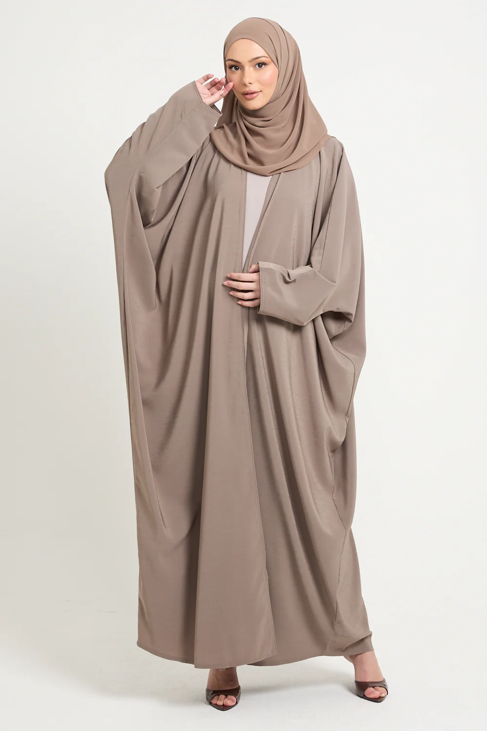 Premium Soft Textured Open Bisht - Mink Sand - Image 3