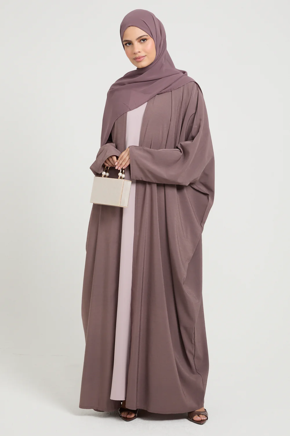 Premium Soft Textured Open Bisht - Smoked Mauve - Image 8