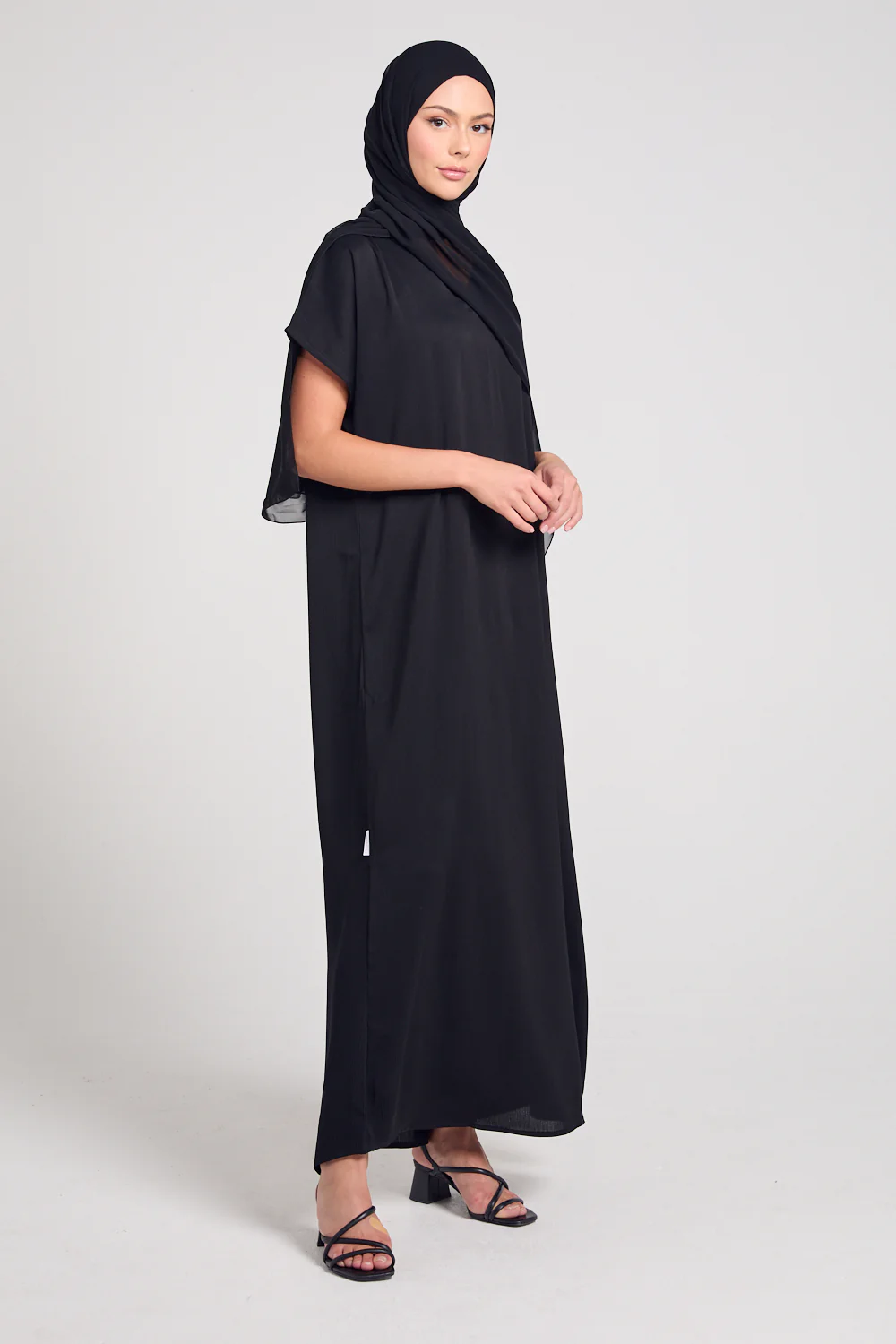 Premium Textured Inner Slip Dress - Black - Image 4