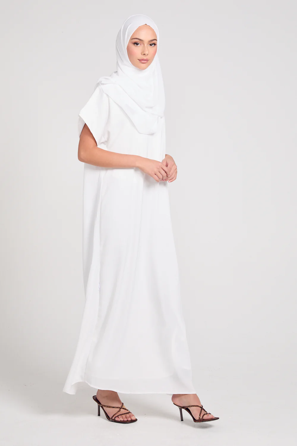 Premium Textured Inner Slip Dress WITH LINING - White - Image 2