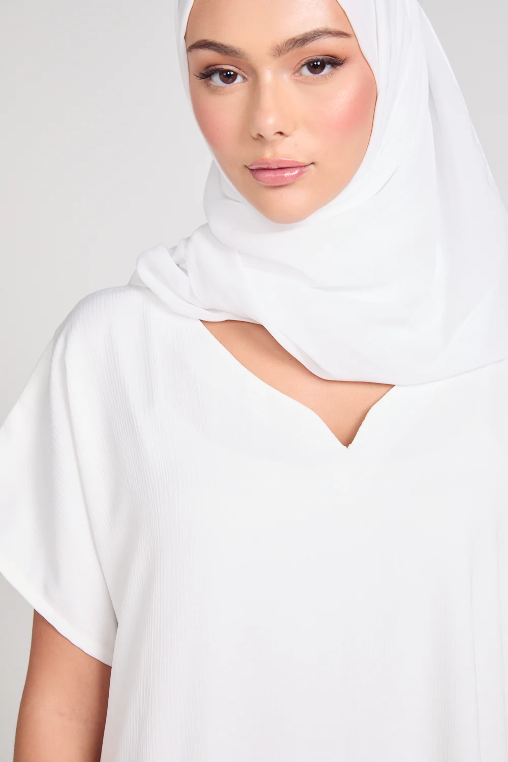 Premium Textured Inner Slip Dress WITH LINING - White - Image 3