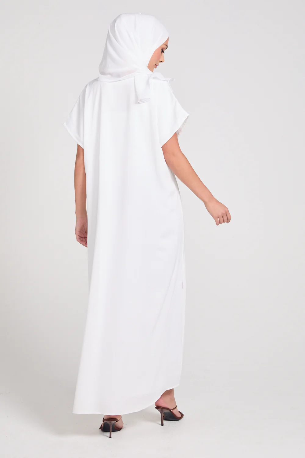 Premium Textured Inner Slip Dress WITH LINING - White - Image 7