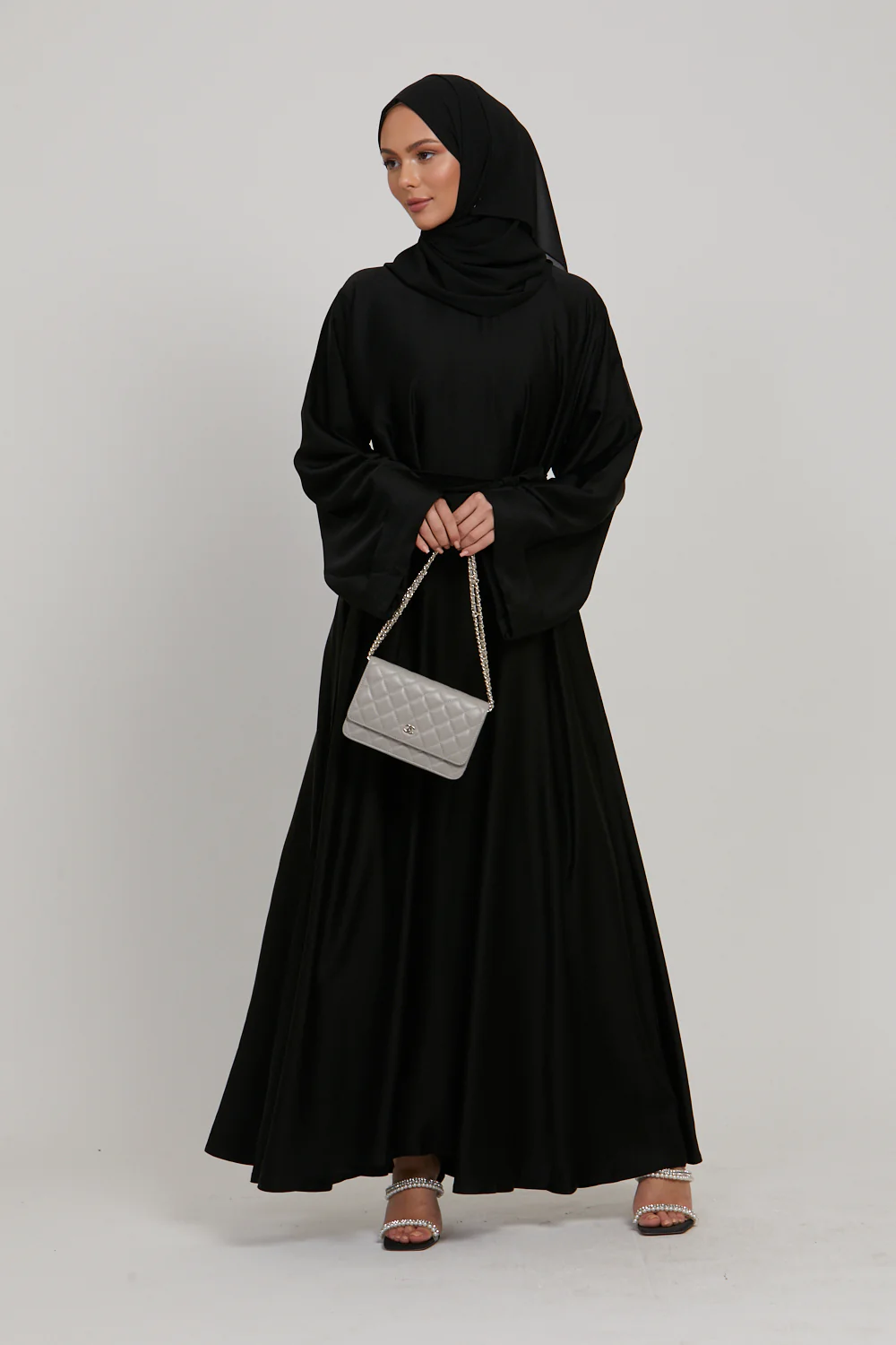 Premium Timeless Umbrella Cut Closed Abaya with Folded Cuffs - Black - Image 3