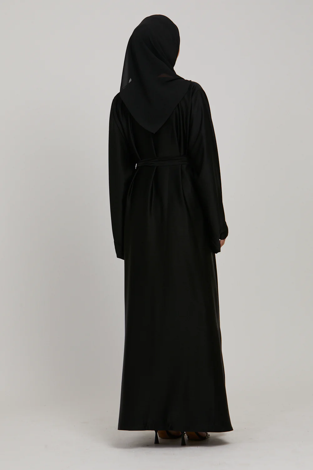 Premium Timeless Umbrella Cut Closed Abaya with Folded Cuffs - Black - Image 8
