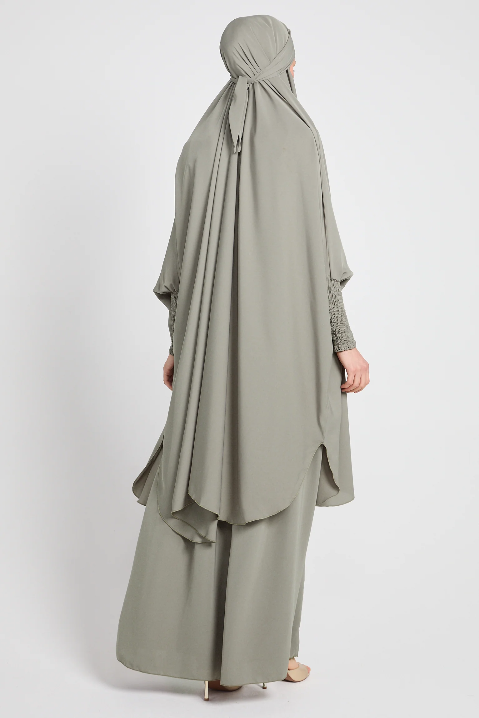 Premium Two Piece Jilbab/ Prayer Set - Sage Grey - Image 8