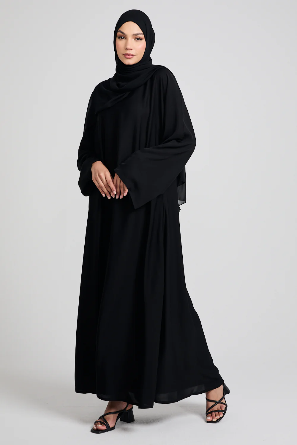 Premium Umbrella Cut Closed Abaya - Black - Image 3