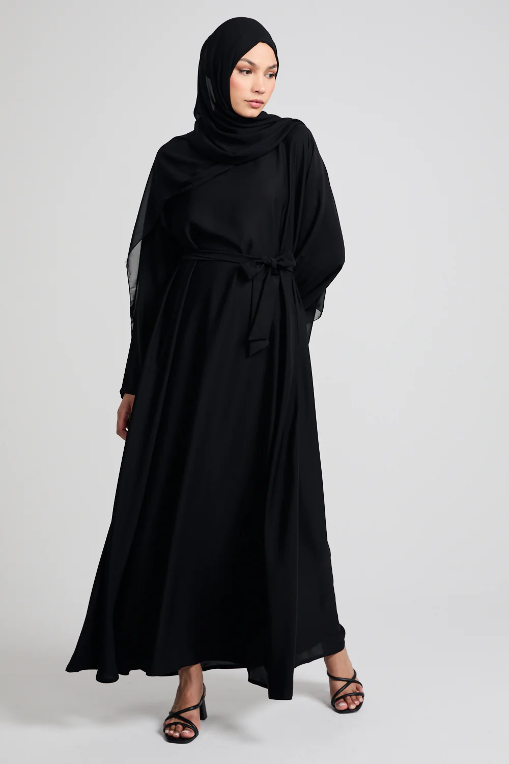Premium Umbrella Cut Closed Abaya - Black - Image 7