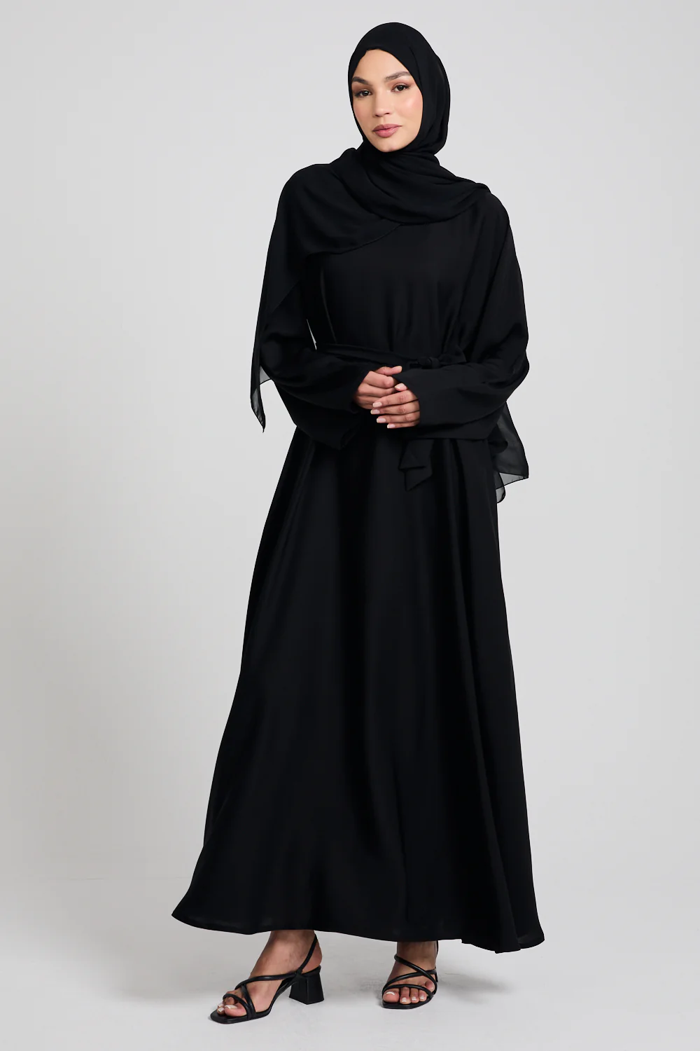 Premium Umbrella Cut Closed Abaya - Black - Image 8