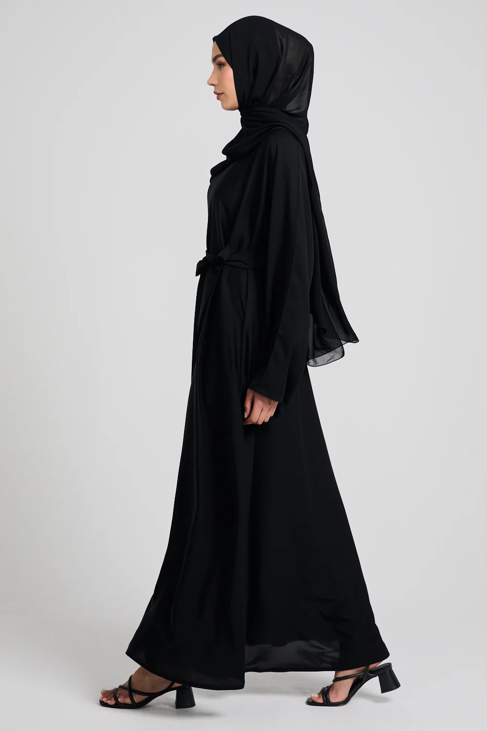Premium Umbrella Cut Closed Abaya - Black - Image 9