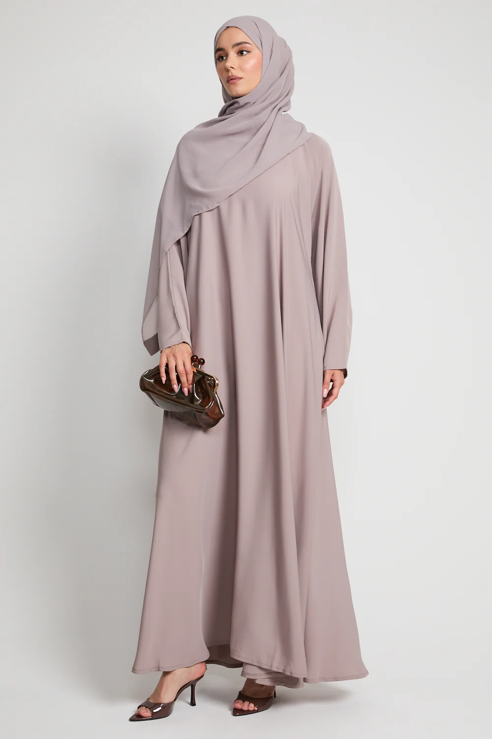 Premium Umbrella Cut Closed Abaya - Dusky Nude - Image 6