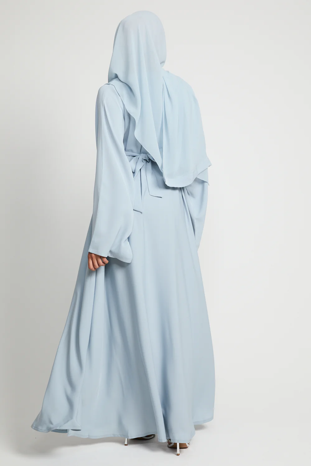 Premium Umbrella Cut Closed Abaya - Dusky Powder Blue - Image 9