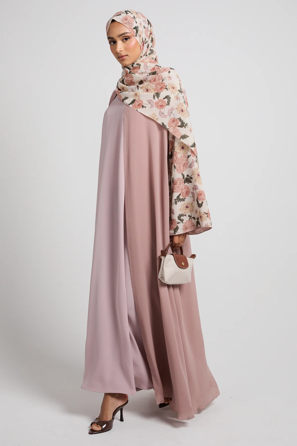 Rose Bloom Chiffon Open Abaya - LIMITED EDITION - Image 3