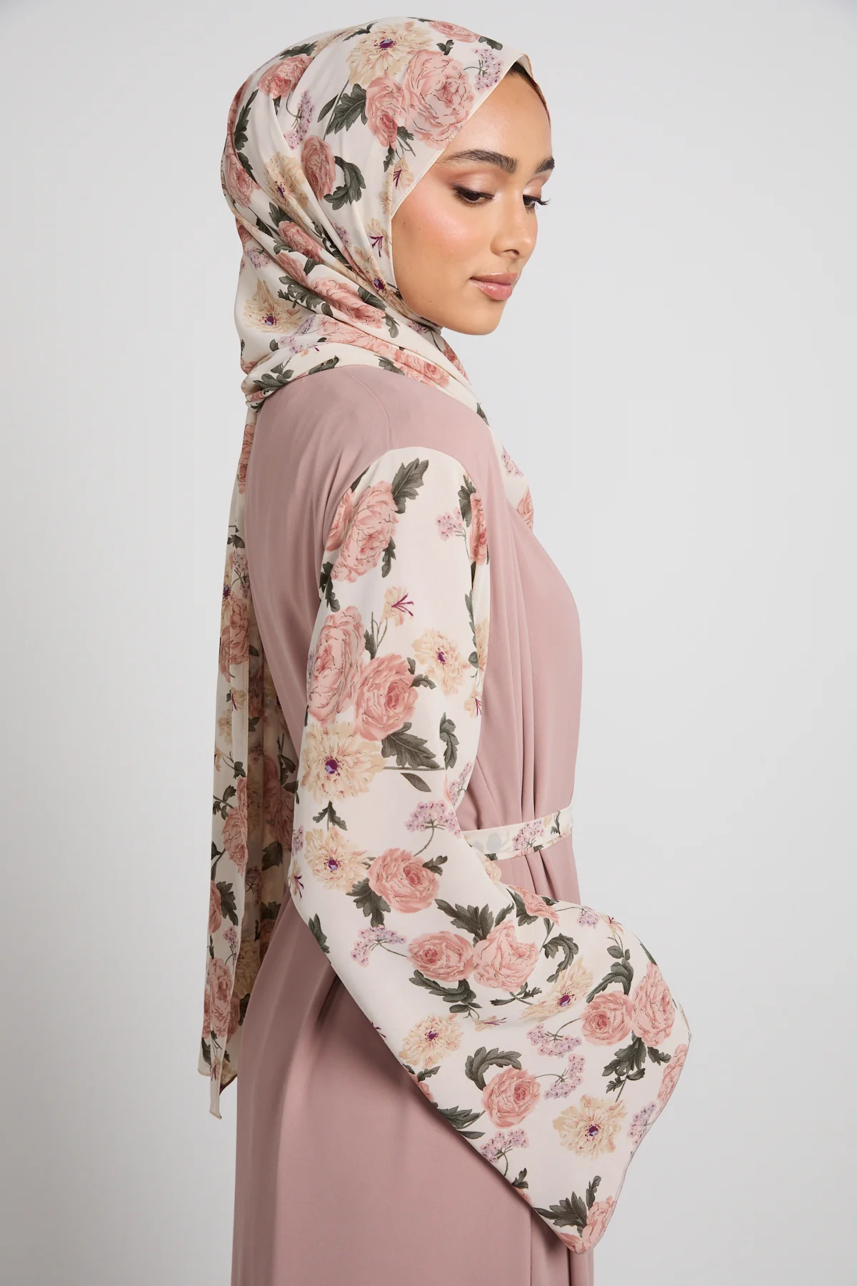 Rose Bloom Chiffon Open Abaya - LIMITED EDITION - Image 5
