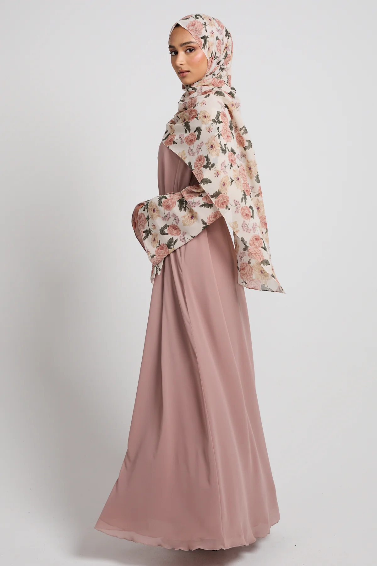 Rose Bloom Chiffon Open Abaya - LIMITED EDITION - Image 6