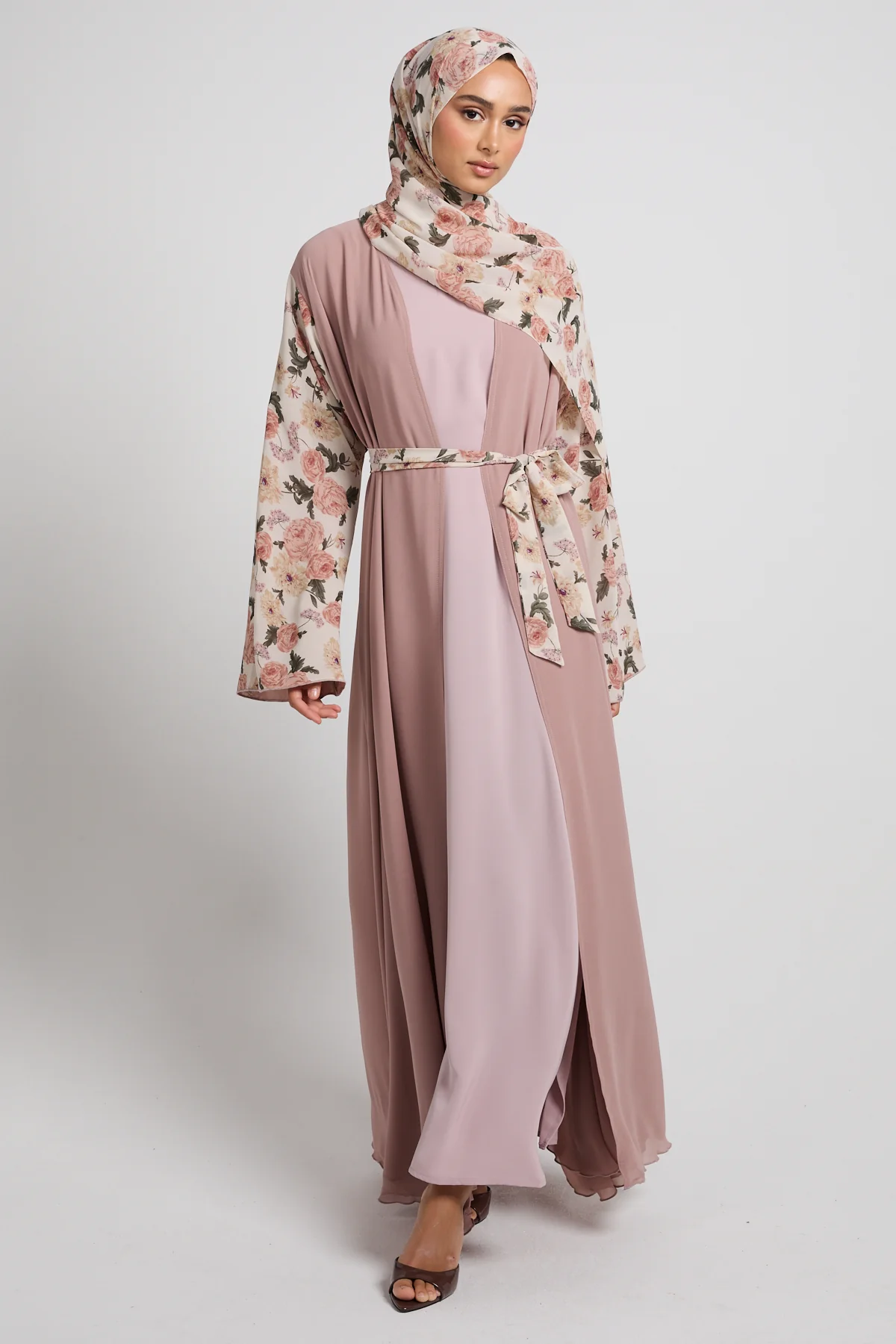 Rose Bloom Chiffon Open Abaya - LIMITED EDITION - Image 7