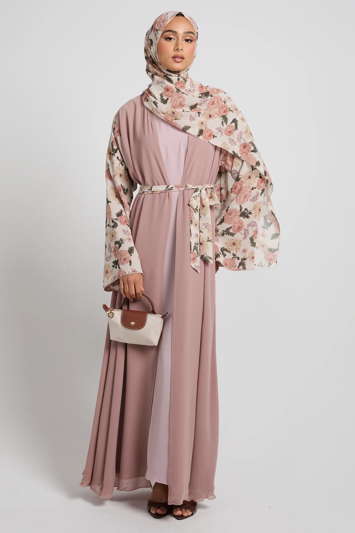 Rose Bloom Chiffon Open Abaya - LIMITED EDITION - Image 8