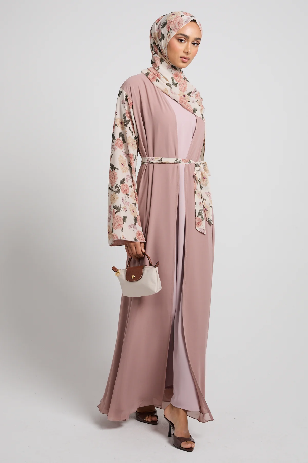 Rose Bloom Chiffon Open Abaya - LIMITED EDITION - Image 9