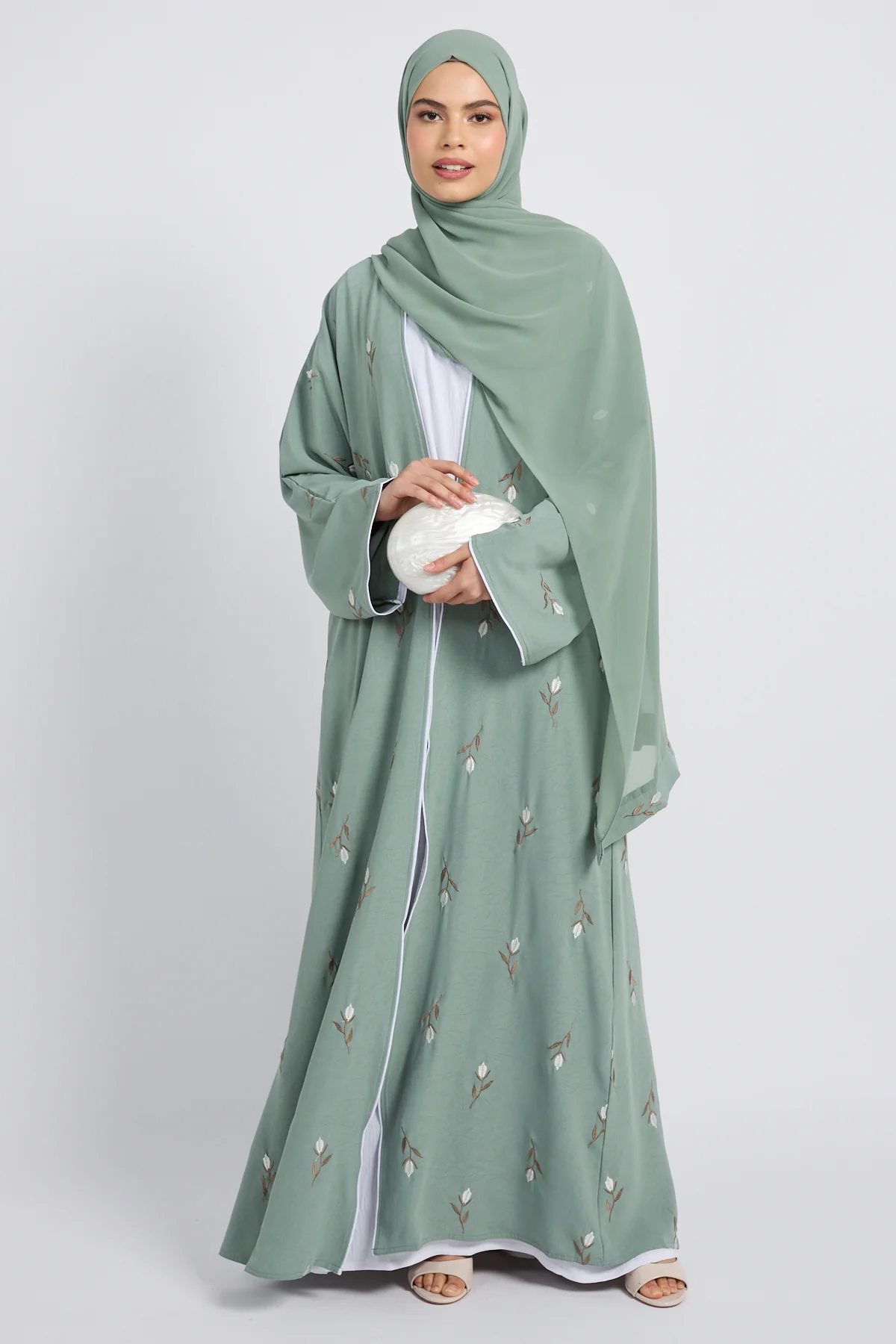 Sage Bloom Four Piece Abaya Set - Image 7