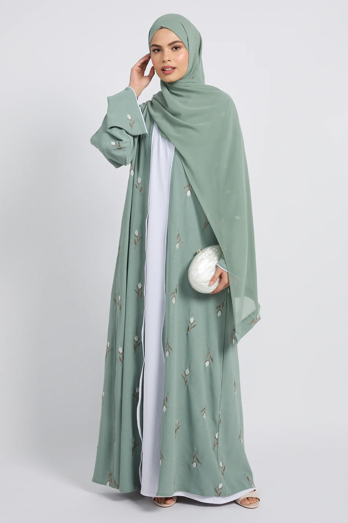 Sage Bloom Four Piece Abaya Set - Image 8