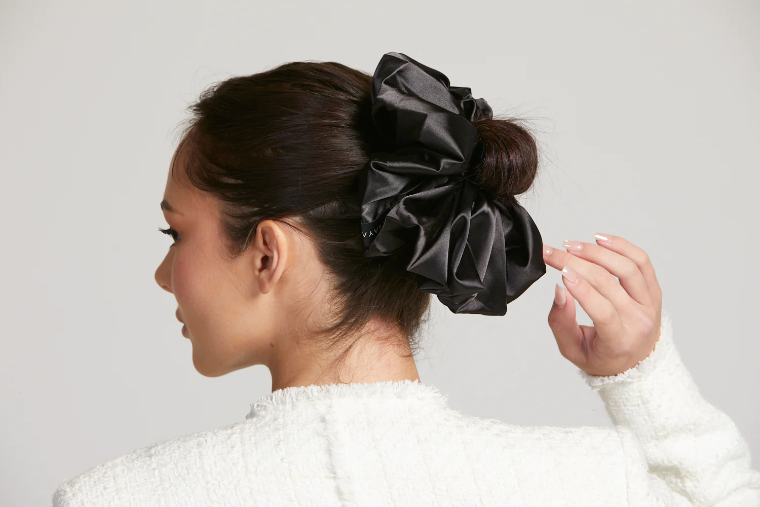 Satin Volumizer Scrunchie - Black - Image 3