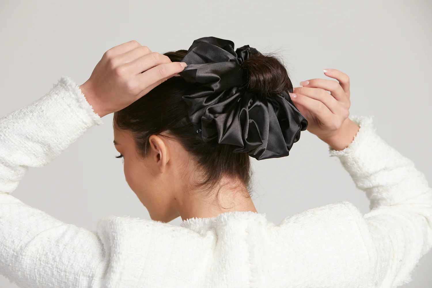 Satin Volumizer Scrunchie - Black - Image 4