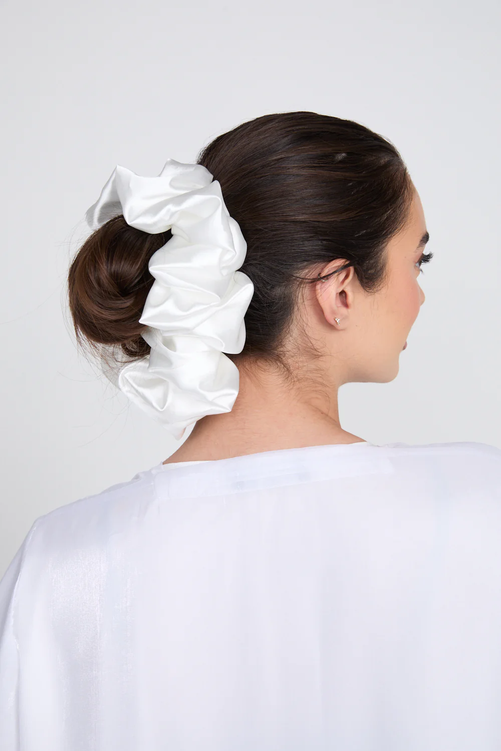 Satin Volumizer Scrunchie - White - Image 2