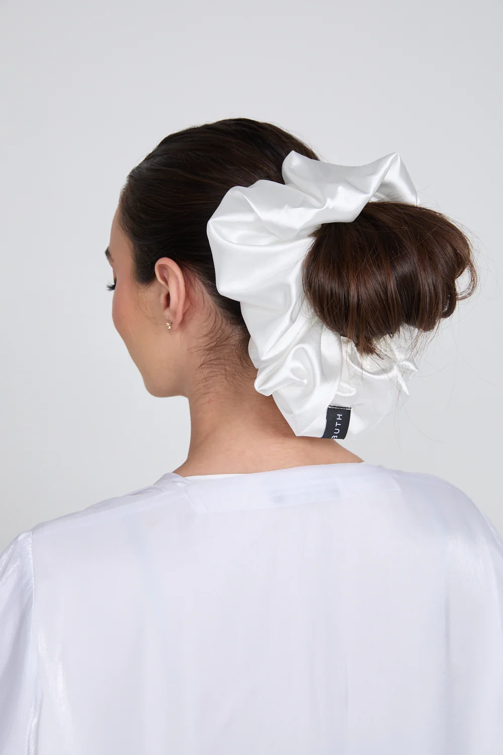 Satin Volumizer Scrunchie - White - Image 3