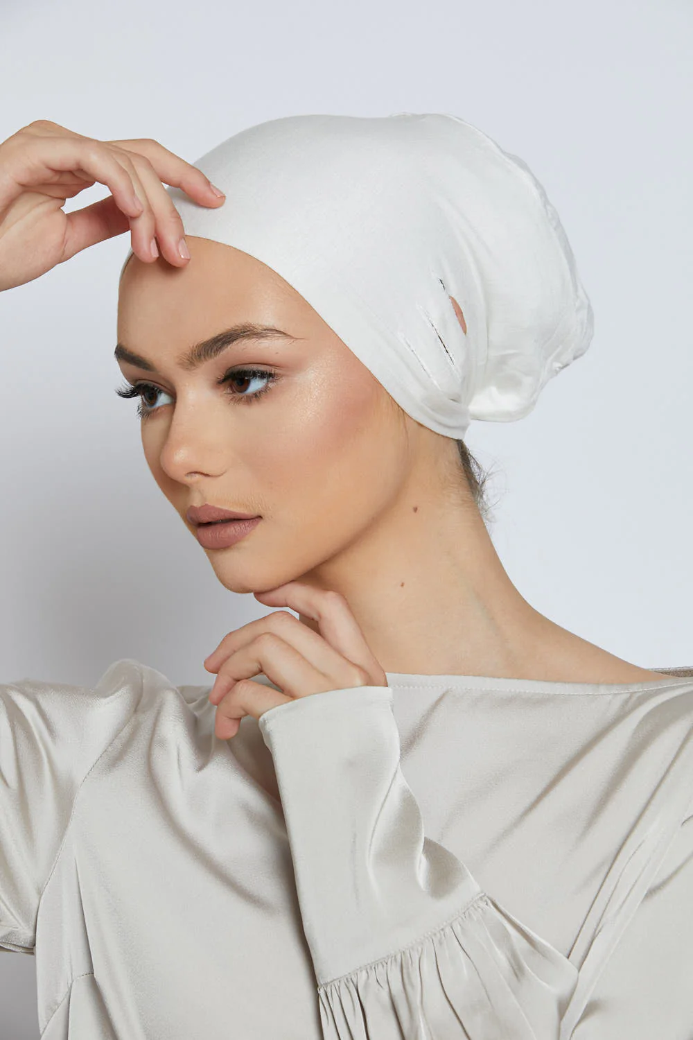 Slit Tie Back Hijab Caps - Image 14