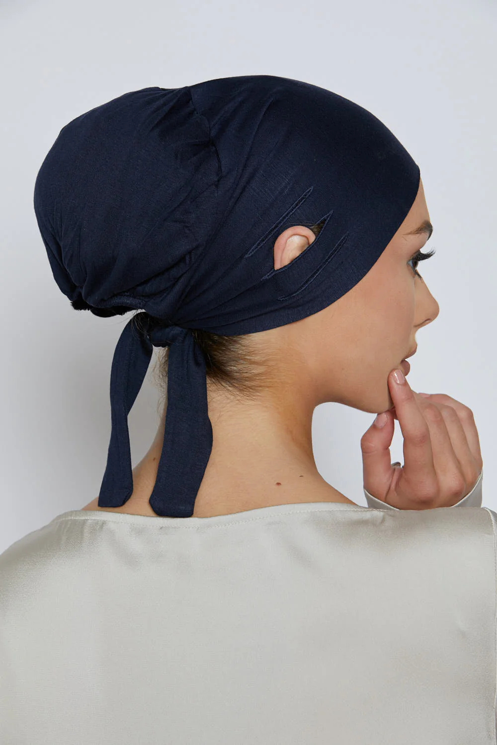 Slit Tie Back Hijab Caps - Image 23