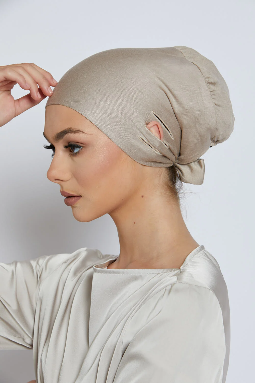 Slit Tie Back Hijab Caps - Image 24