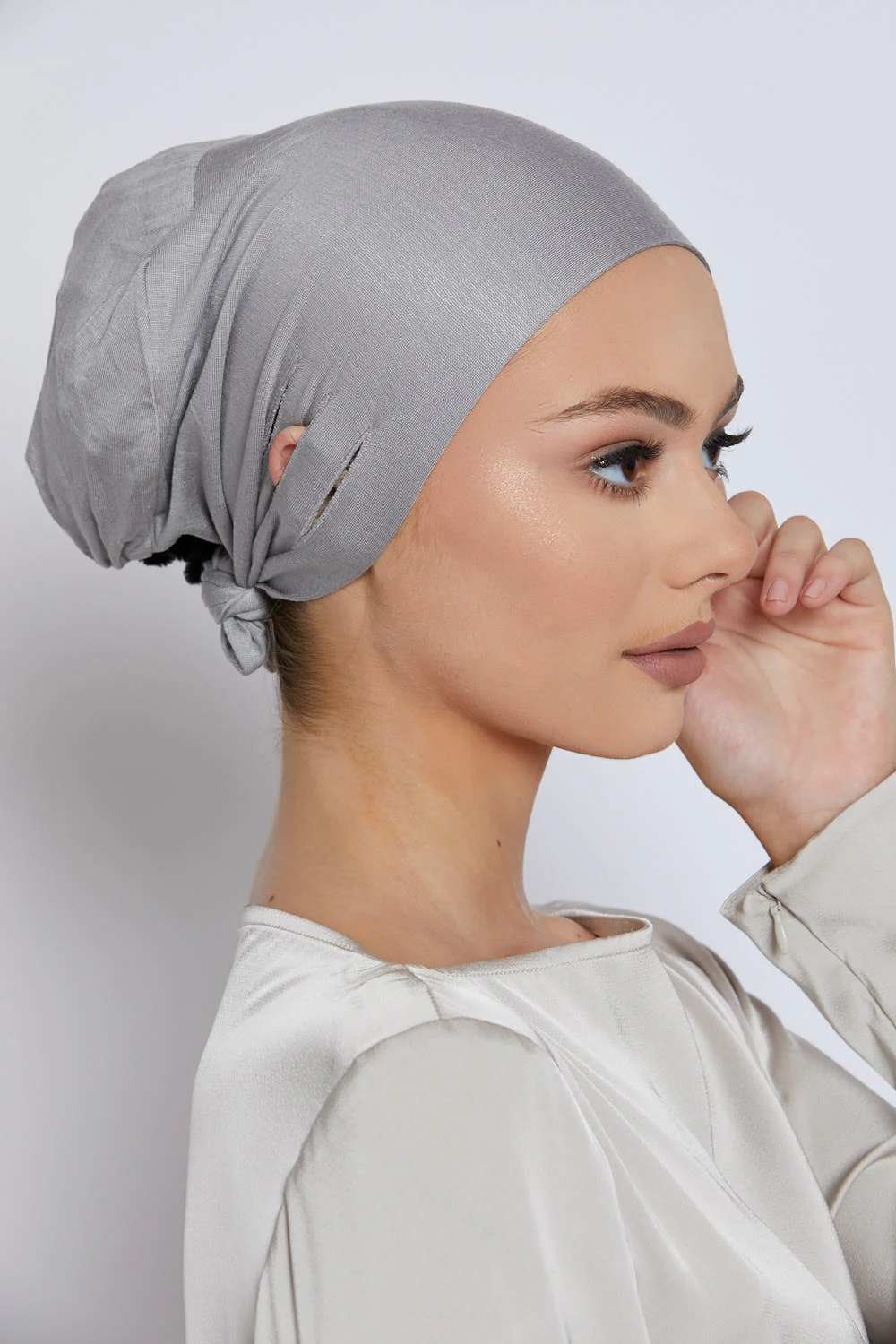 Slit Tie Back Hijab Caps - Image 31