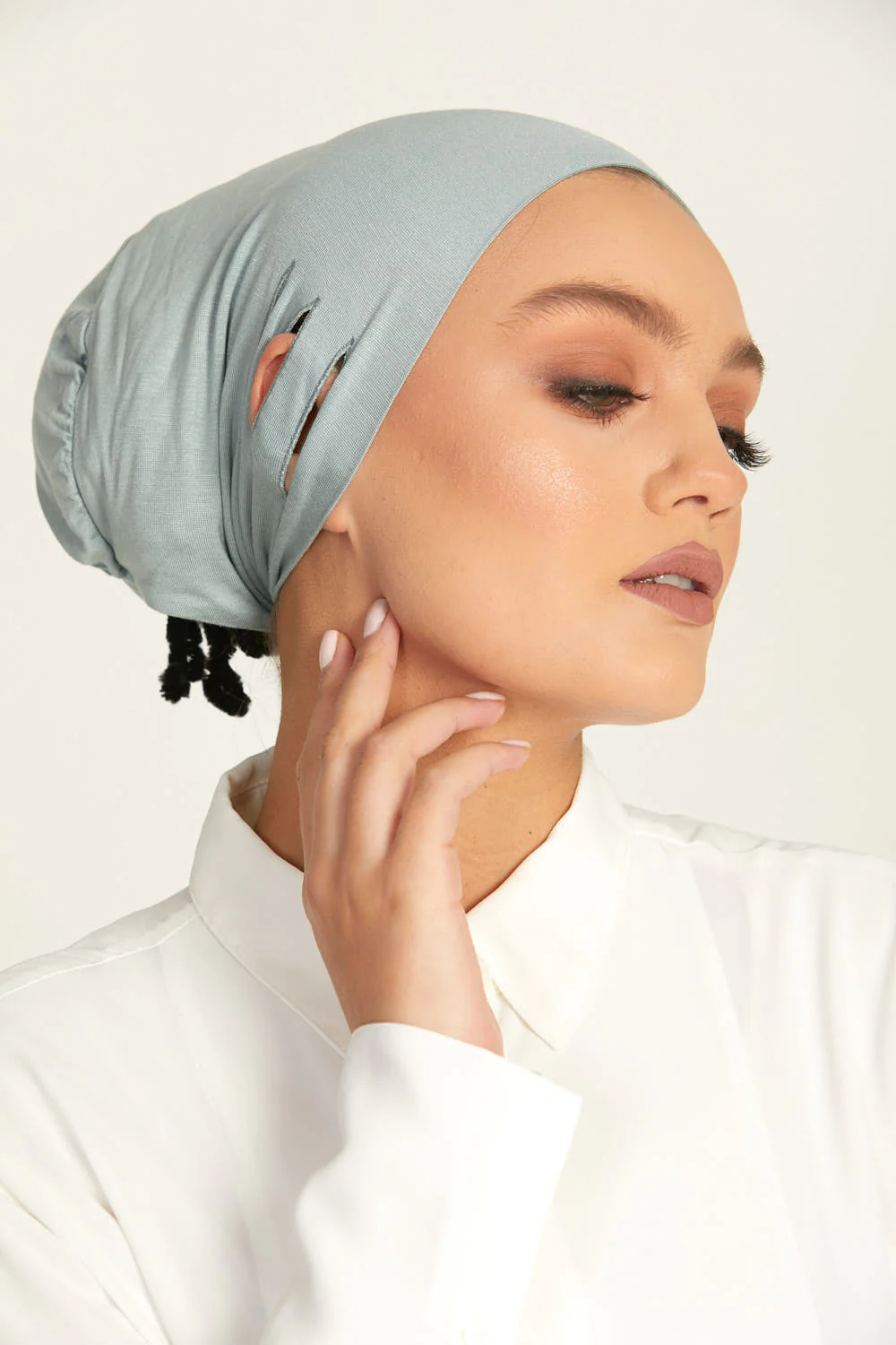Slit Tie Back Hijab Caps - Image 33