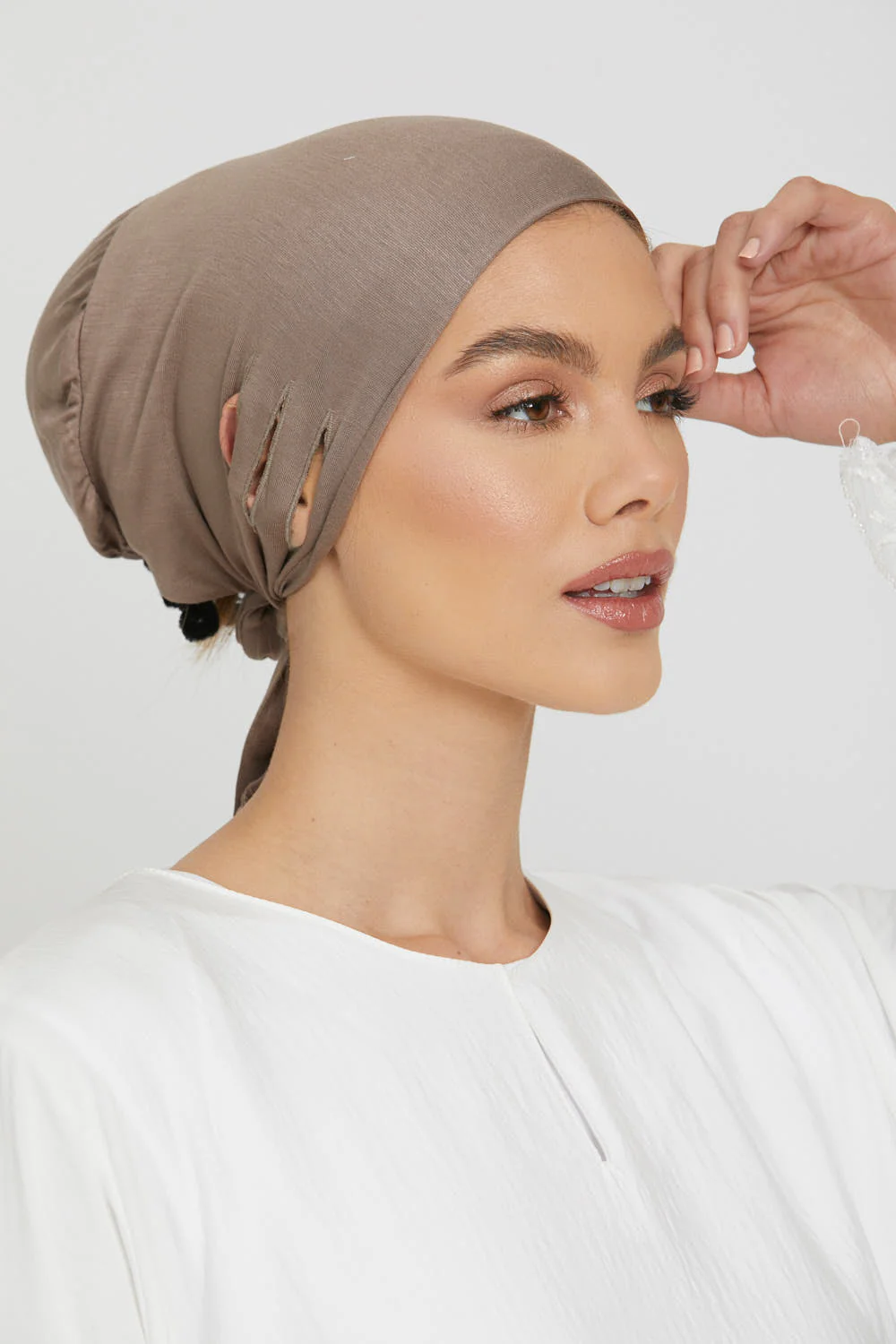 Slit Tie Back Hijab Caps - Image 38