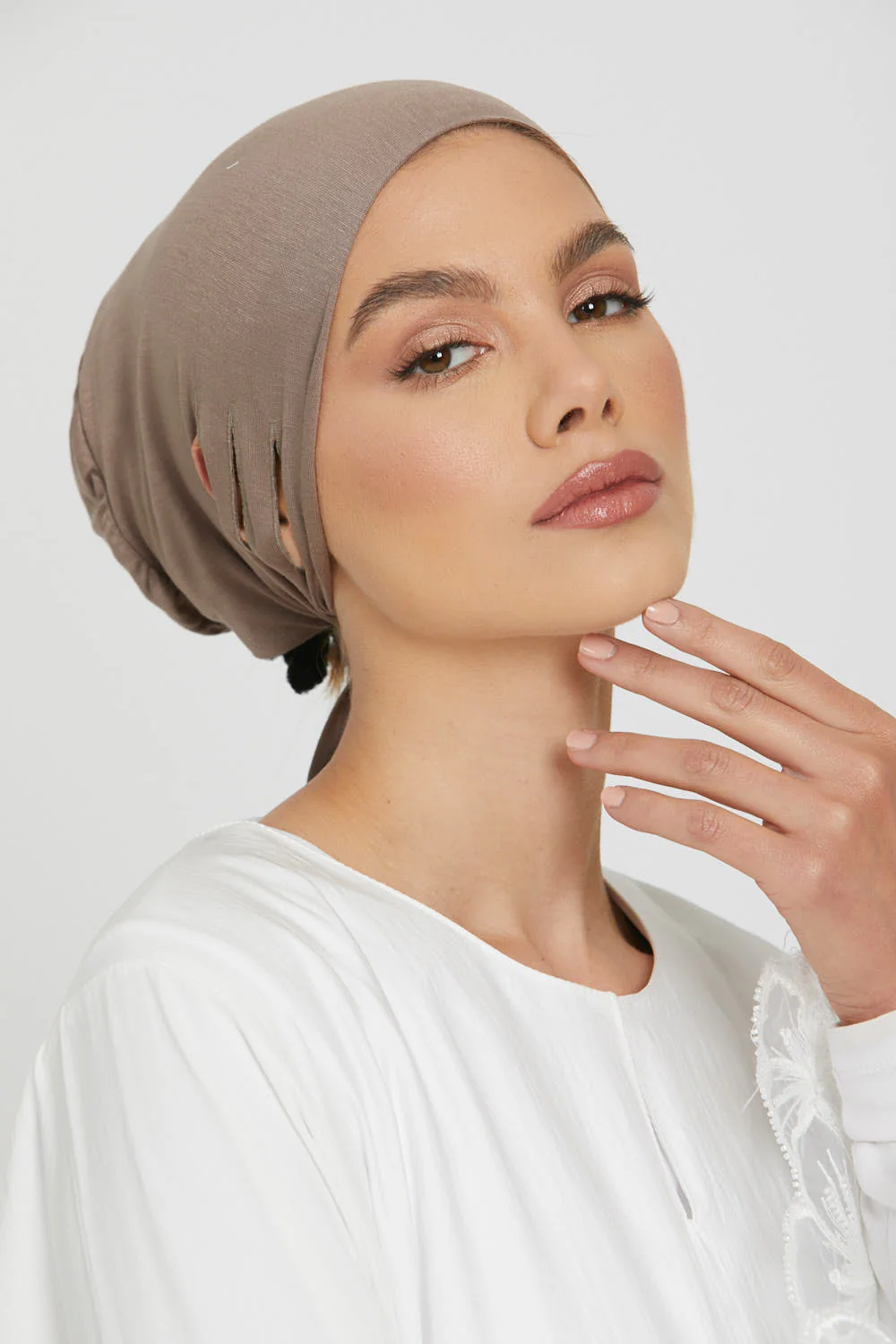 Slit Tie Back Hijab Caps - Image 40