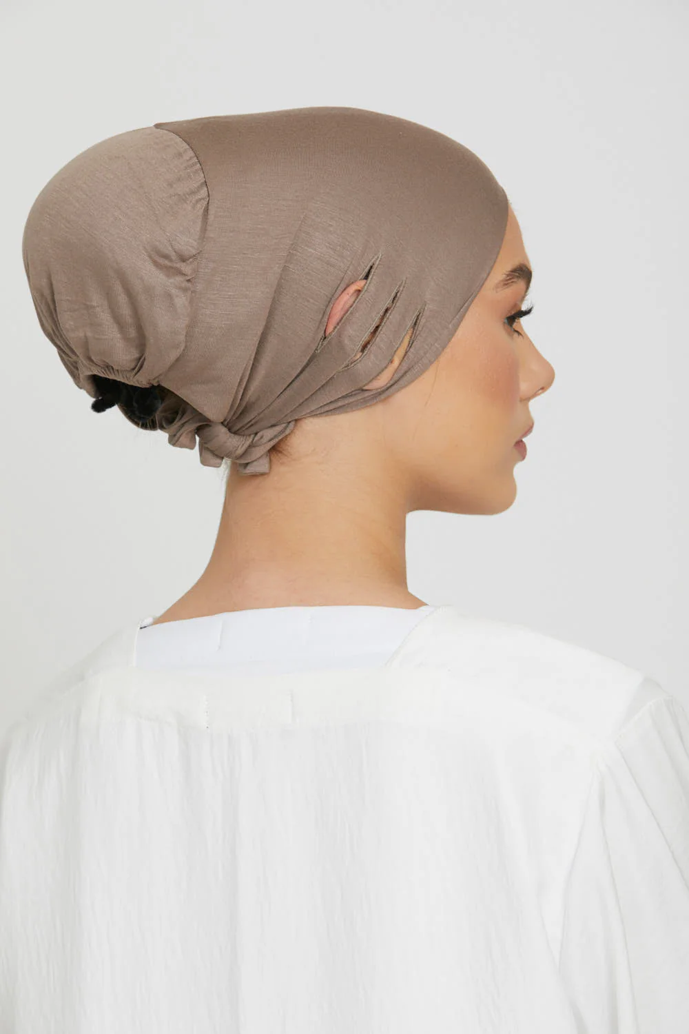 Slit Tie Back Hijab Caps - Image 41