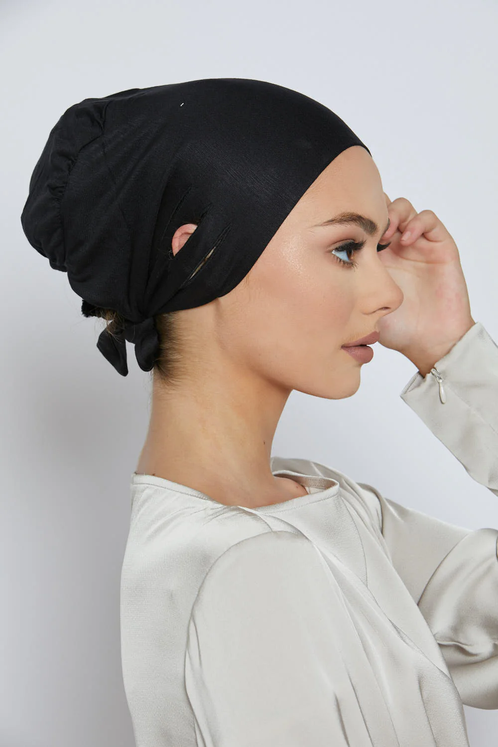 Slit Tie Back Hijab Caps - Image 7