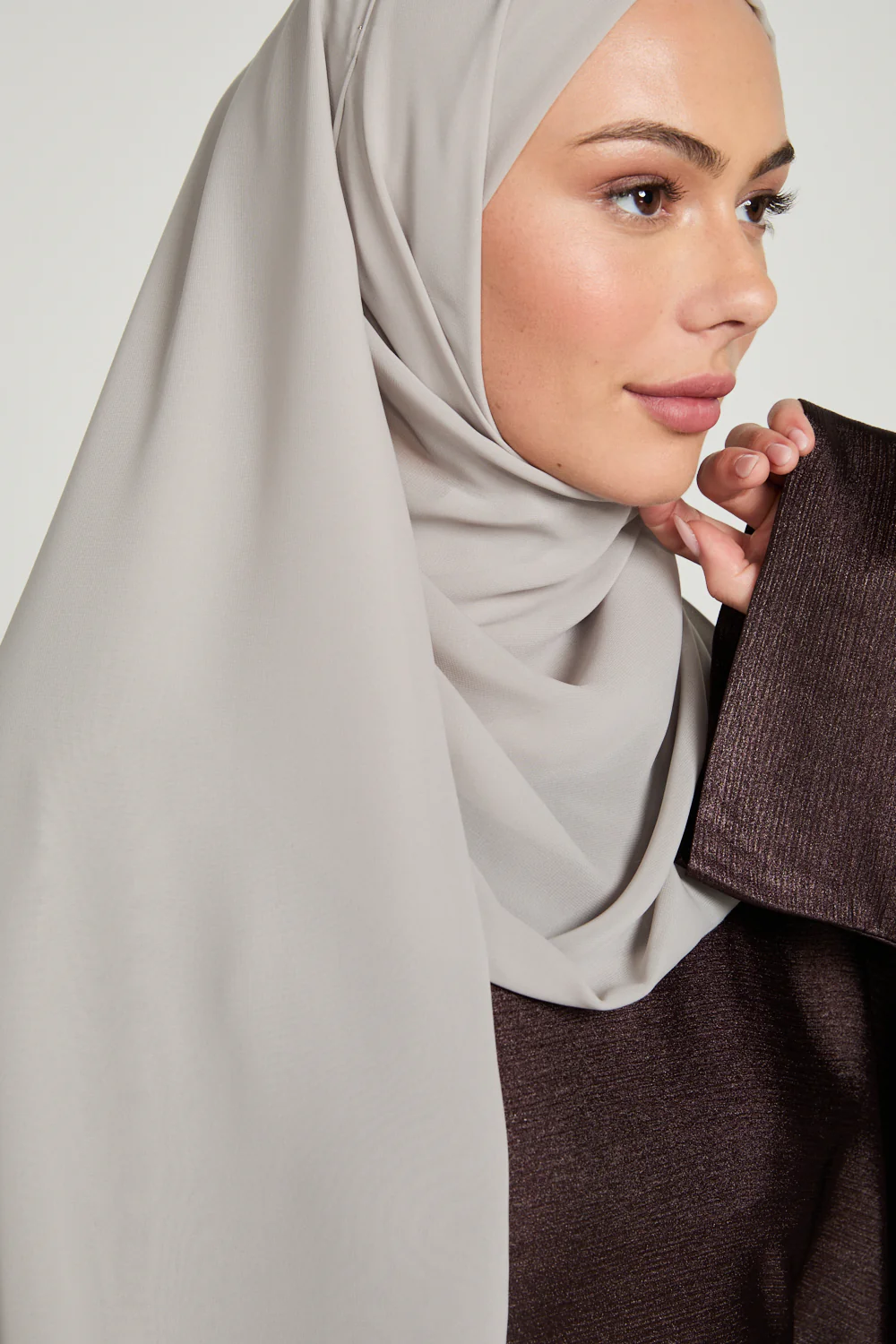 Soft Luxury Georgette Hijab - Cloudy Beige - Image 4