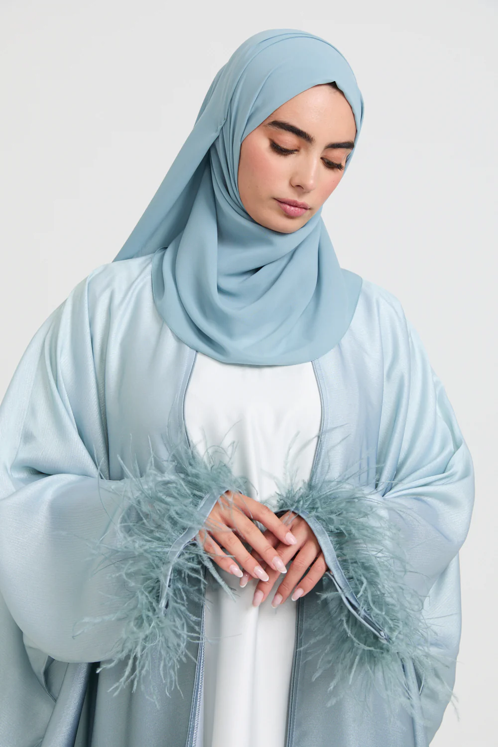 Soft Luxury Georgette Hijab - Frosted Aqua - Image 3