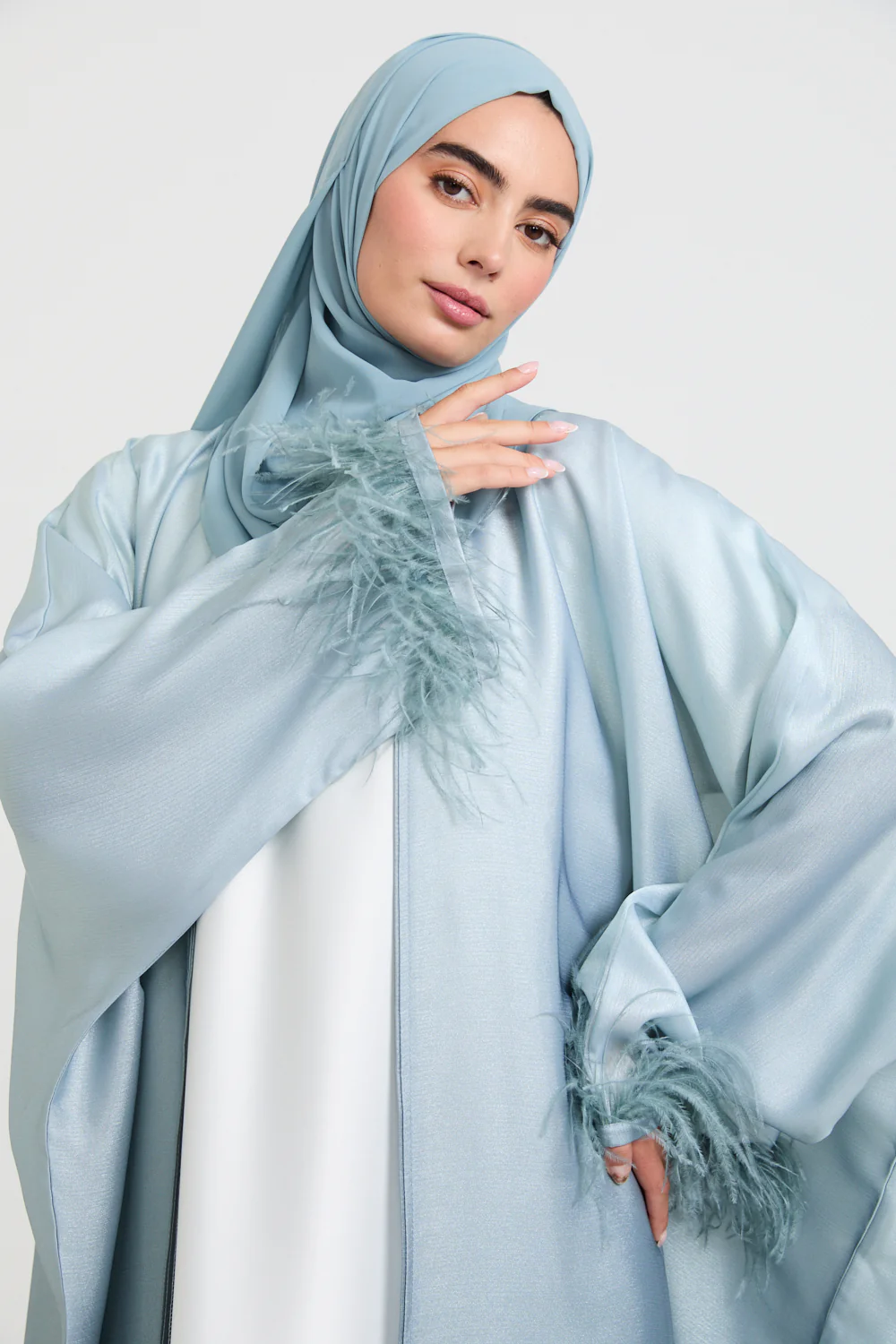 Soft Luxury Georgette Hijab - Frosted Aqua - Image 4