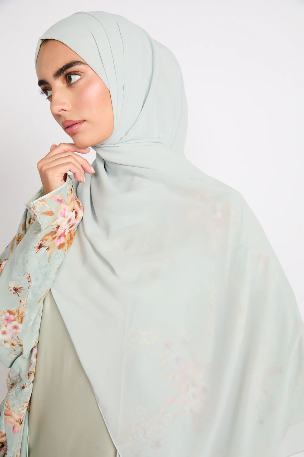Soft Luxury Georgette Hijab - Frosted Mint - Image 5